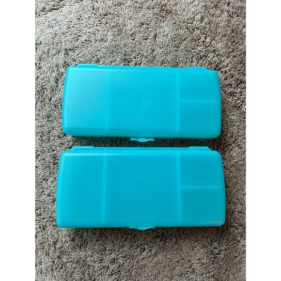 LOT 2 Tupperware 4195 Lunch N Things Hinged Storage Container TEAL G24 - Picture 1 of 5